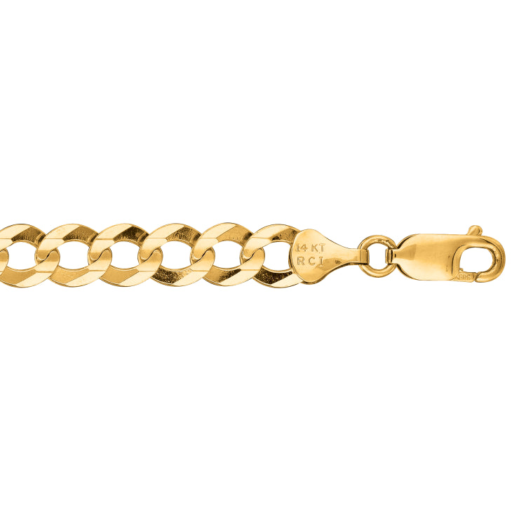 10K Yellow Gold 7.0mm Comfort Curb 8.5 Chain Bracelet with Lobster Lock