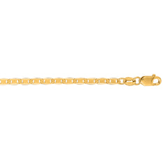 10K Yellow Gold 2.3mm Mariner 7 Chain Bracelet with Lobster Lock
