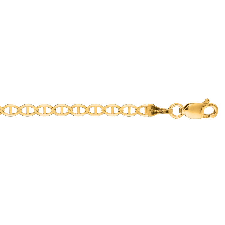 10K Yellow Gold 3.2mm Mariner 20 Chain with Lobster Lock