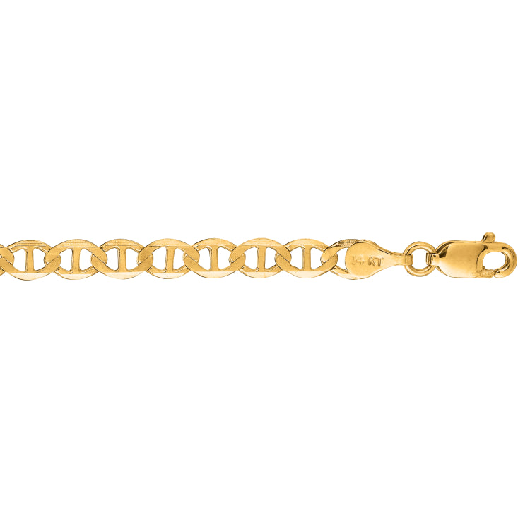 10K Yellow Gold 4.5mm Mariner 8 Chain Bracelet with Lobster Lock