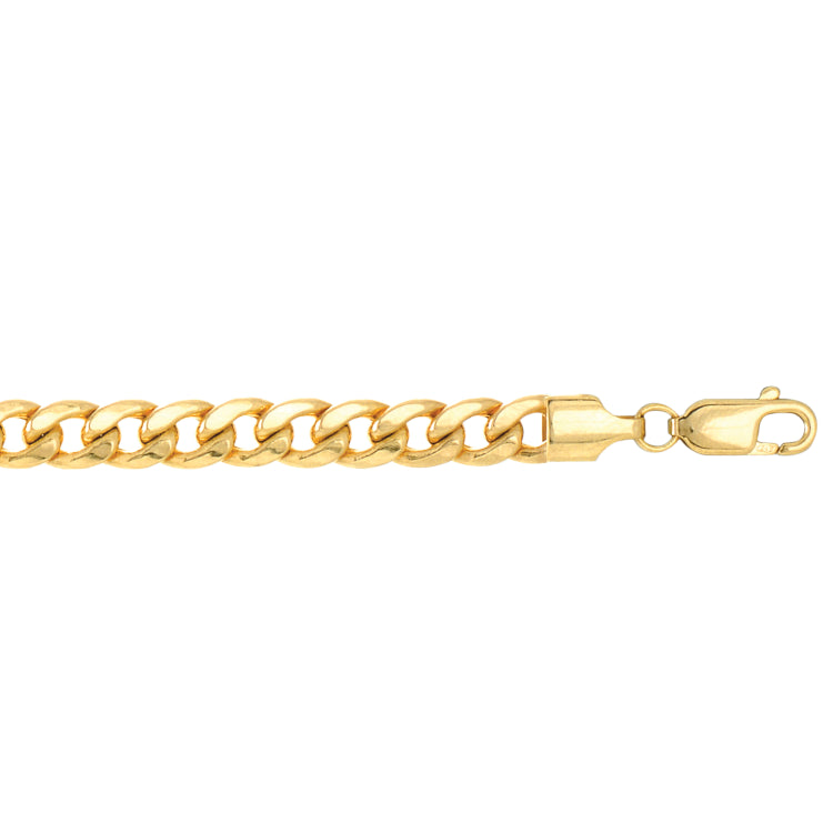 10K Yellow Gold 5.5mm Semi-Solid Miami Cuban 8.5 Chain Bracelet with Lobster Lock