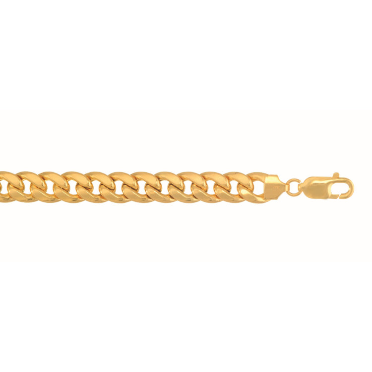 10K Yellow Gold 8mm Semi-Solid Miami Cuban 8.5 Chain Bracelet with Lobster Lock