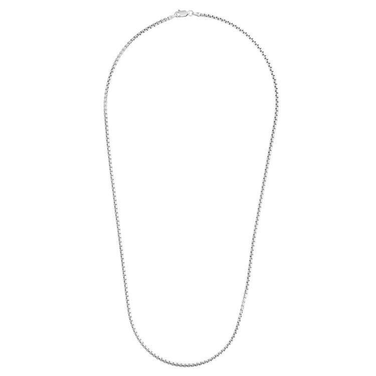 Sterling Silver 2mm Round Box 24 Chain with Lobster Clasp