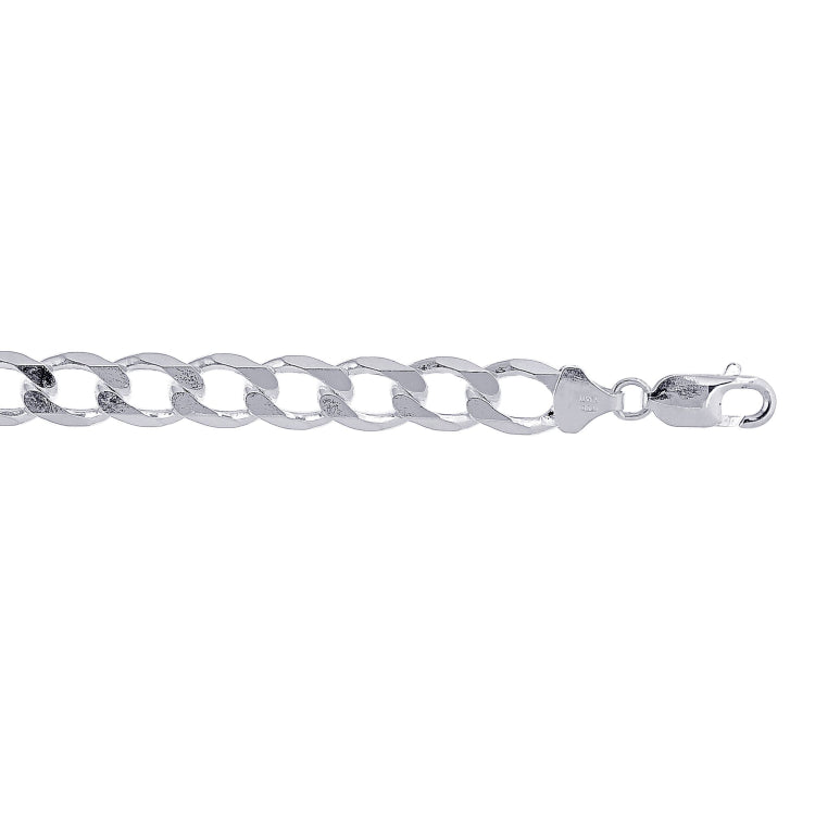 Sterling Silver 9.5mm Comfort Curb 8.5 Chain Bracelet with Lobster Clasp