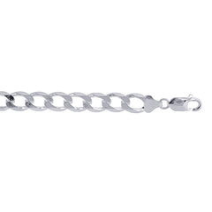 Sterling Silver 9.5mm Comfort Curb 8.5 Chain Bracelet with Lobster Clasp