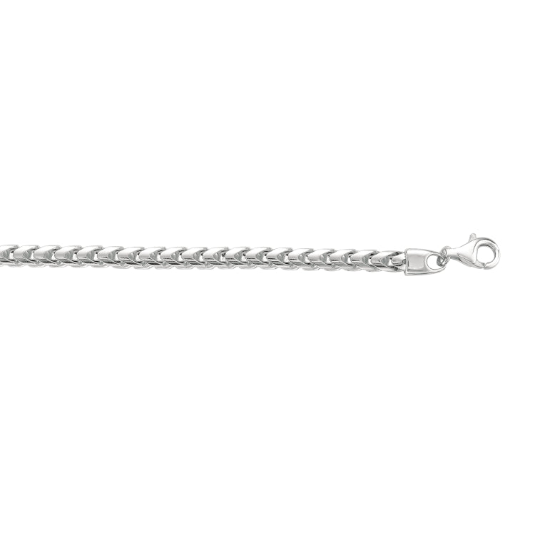 Sterling Silver 4.80mm Square Franco 22 Chain with Lobster Clasp