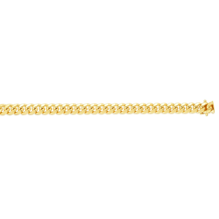 10K Yellow Gold 8.5 7.1mm Classic Miami Cuban Chain Bracelet with Box Lock