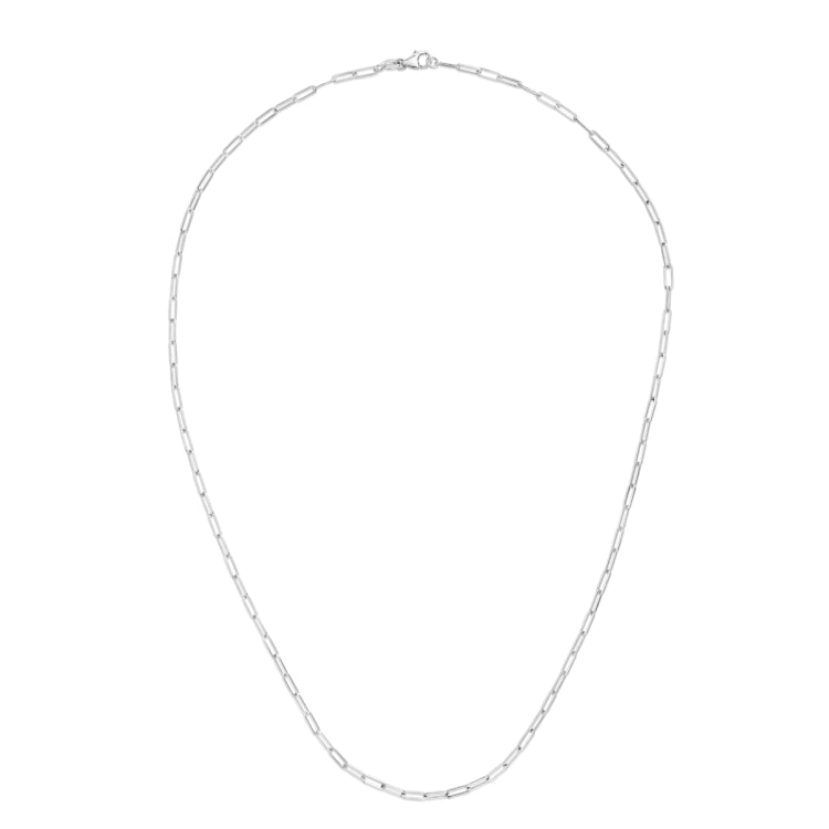 14K White Gold 2.1mm Paperclip 16 Chain with Lobster Lock