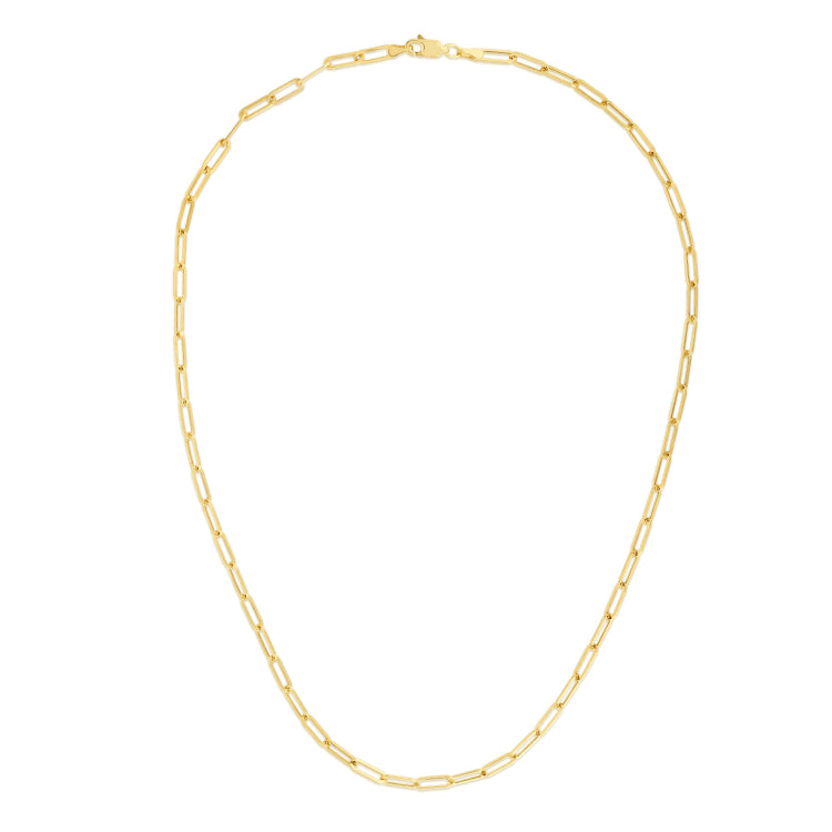 14K Yellow Gold 3.2mm Paperclip 18 Chain with Lobster Lock