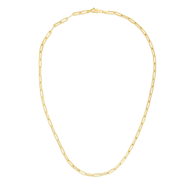 14K Yellow Gold 3.2mm Paperclip 18 Chain with Lobster Lock