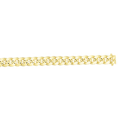 10K Yellow Gold 8.5 6.6mm Semi-Solid Classic Miami Cuban Chain Bracelet with Box Lock