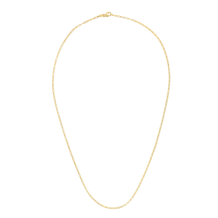 14K Yellow Gold 1.5mm Paperclip 10 Chain Anklet with Lobster Lock