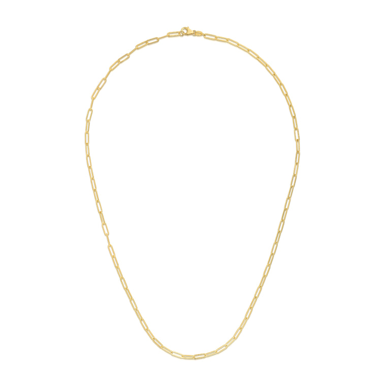 14K Yellow Gold 2.5mm Paperclip 7 Chain Bracelet with Lobster Lock