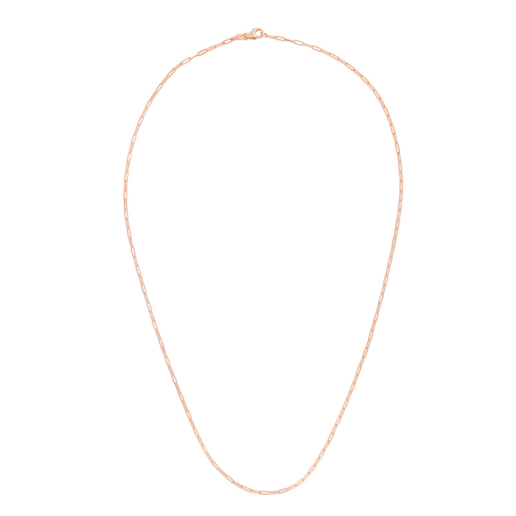 14K Rose Gold 1.5mm Paperclip 24 Chain with Lobster Lock