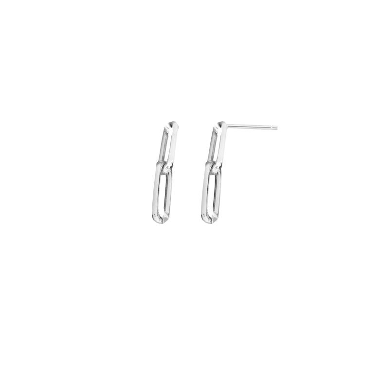 Sterling Silver Two Link Paperclip Dangle Earring with Push Back Clasp