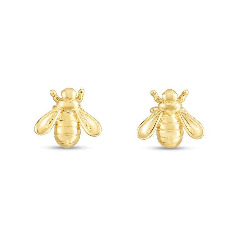 14K Yellow Gold Bee Studs