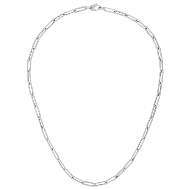 14K White Gold 4.2mm Paperclip 18 Necklace Chain with Lobster Lock