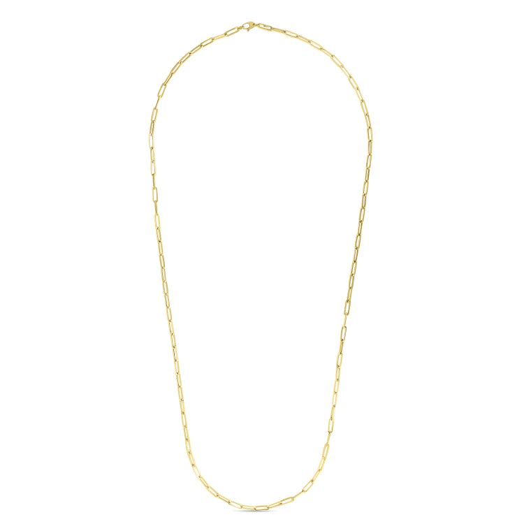 14K Yellow Gold 4.2mm 20 Paperclip Chain Necklace with Lobster Lock.