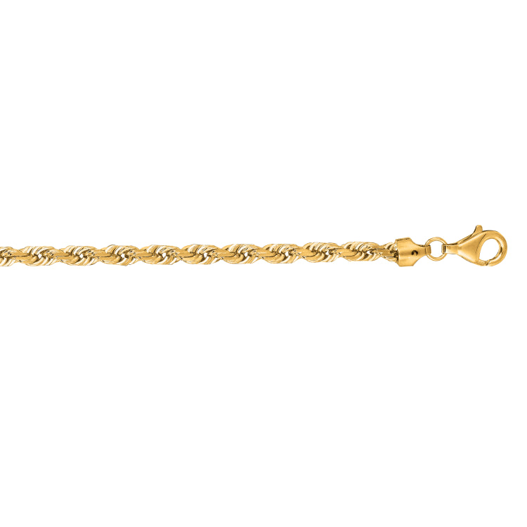 10K Yellow Gold 6mm 20 Diamond Cut Solid Royal Rope Chain with Lobster Clasp