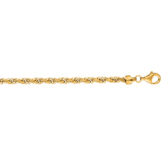 10K Yellow Gold 6mm 20 Diamond Cut Solid Royal Rope Chain with Lobster Clasp