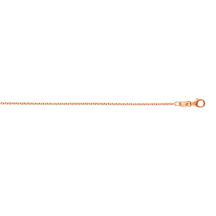 14K Rose Gold 1.25mm 18 Round Cable Chain with Lobster Clasp