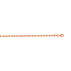 14K Rose Gold 20 2.3mm Diamond Cut Solid Royal Rope Chain with Lobster Clasp