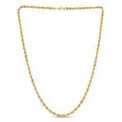 10K Yellow Gold 5mm 8 Diamond Cut  Semi-Solid Rope 8 Chain Bracelet with Lobster Clasp