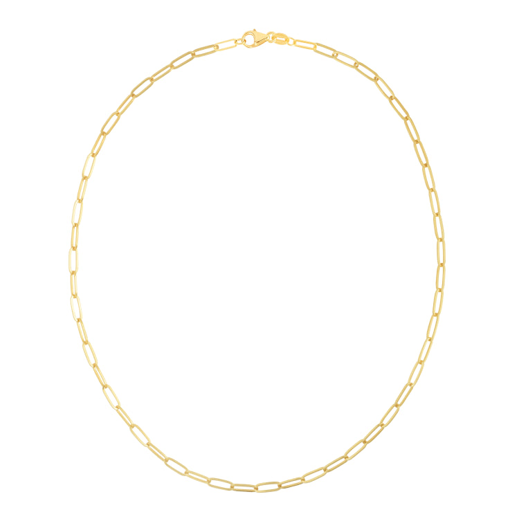 14K Yellow Gold 3.5mm Paperclip 24 Chain Necklace