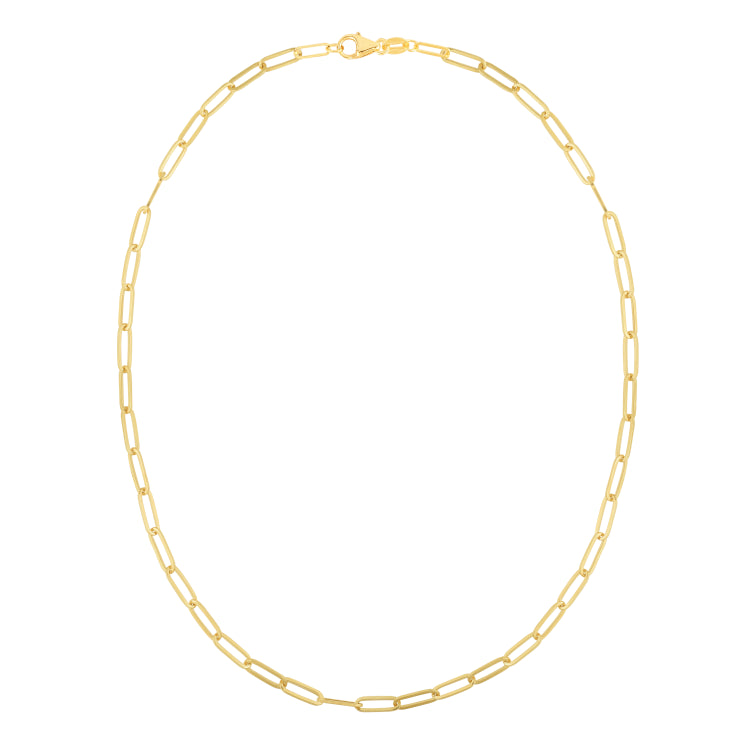 14K Yellow Gold 4mm Paperclip 18 Chain Necklace