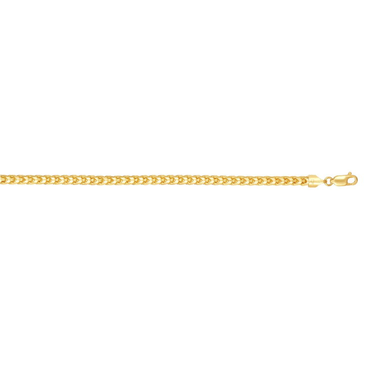 14K Yellow Gold 5mm Diamond Cut Round Franco 8.5 Chain Bracelet with Lobster Lock