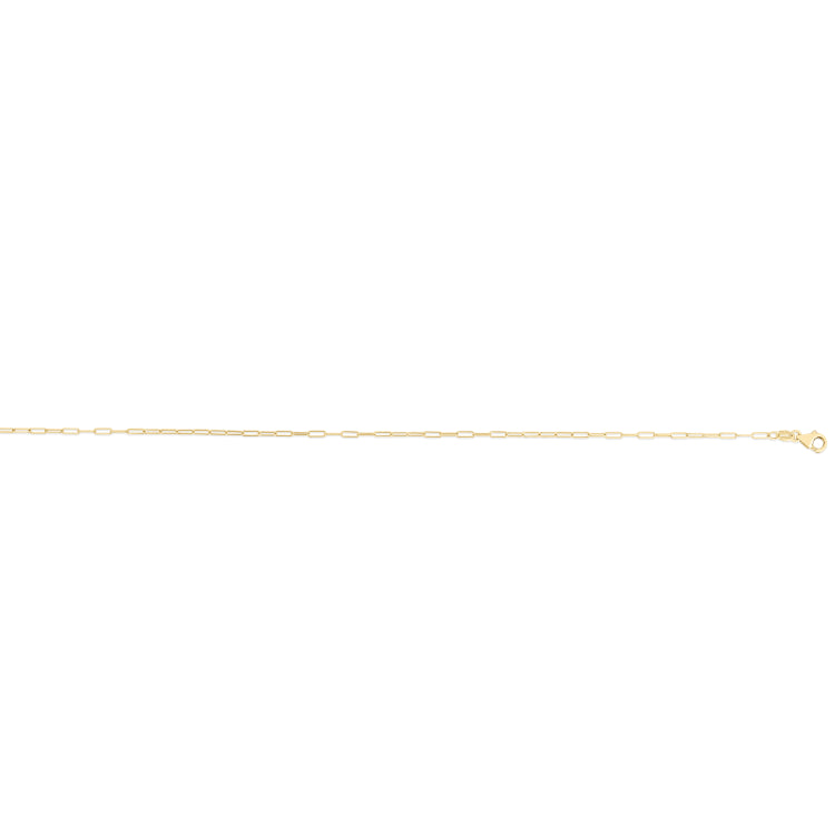 14K Yellow Gold 1.2mm Paperclip 16 Necklace with Lobster Clasp.