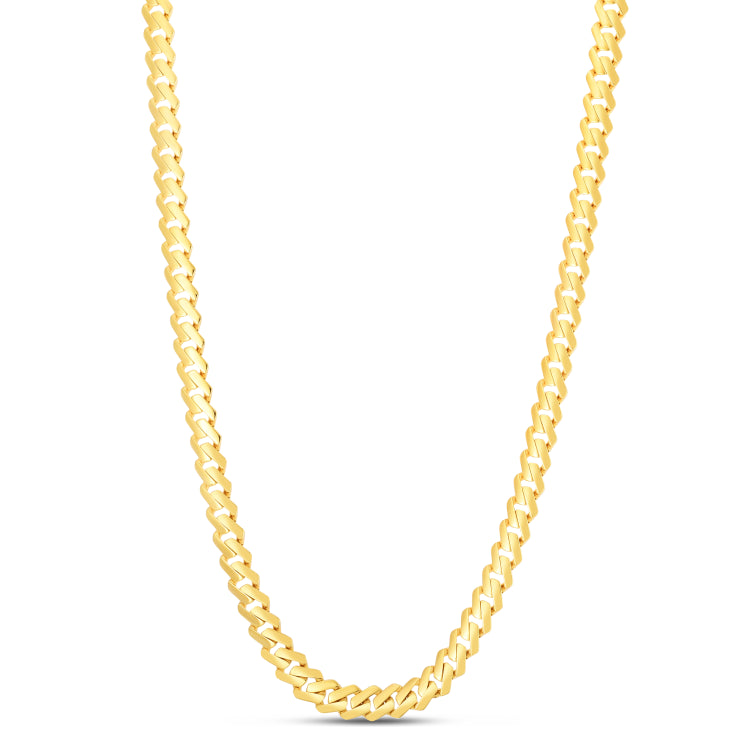 14K Yellow Gold 8mm High Polish Modern Lite Edge  22 Chain Necklace with Box (Both Side Push) Clasp.