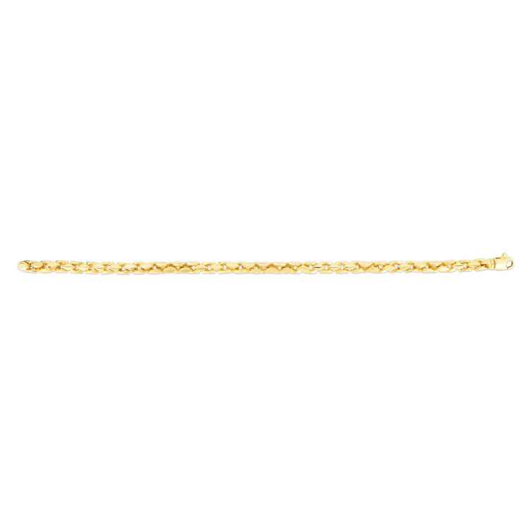 14K Yellow Gold 5mm Men's Fancy Box 8.25 Chain Bracelet with Lobster Clasp.