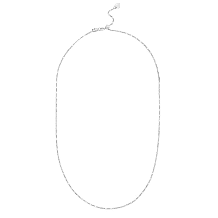 Sterling Silver 1.5mm Polished Adjustable Flat Figaro 22 Chain Necklace with Lobster Clasp
