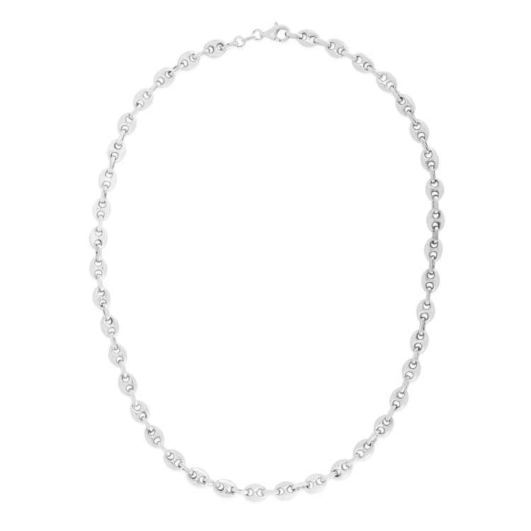 Sterling Silver 6.4mm Polished Lite Puffed Mariner 24 Chain Necklace with Lobster Clasp