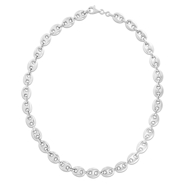 Sterling Silver 9.2mm Polished Puffed Mariner 7.5 Chain Bracelet with Lobster Clasp
