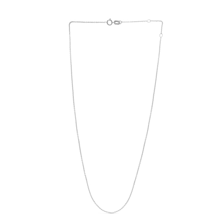 14K White Gold 0.97mm Double Extendable Cable Chain with Spring Ring Clasp. 18 total length with Jump Ring at 16 and 17 inch.