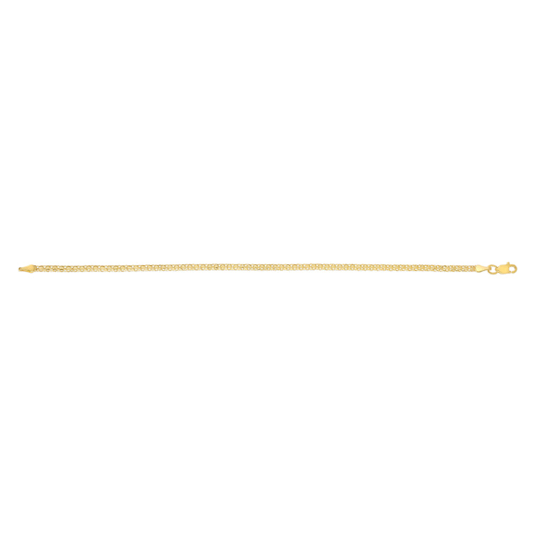 14K Yellow Gold 2.5mm Bismark 7.25 Chain Bracelet with Lobster Clasp