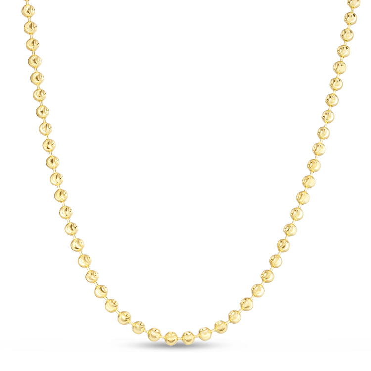14K Yellow Gold 4mm Moon 20 Chain Necklace with Lobster Clasp