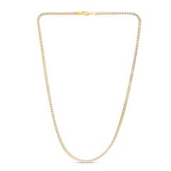 14K Two-tone Gold 3.2mm Round Pave Franco 20 Chain Necklace with Lobster Clasp