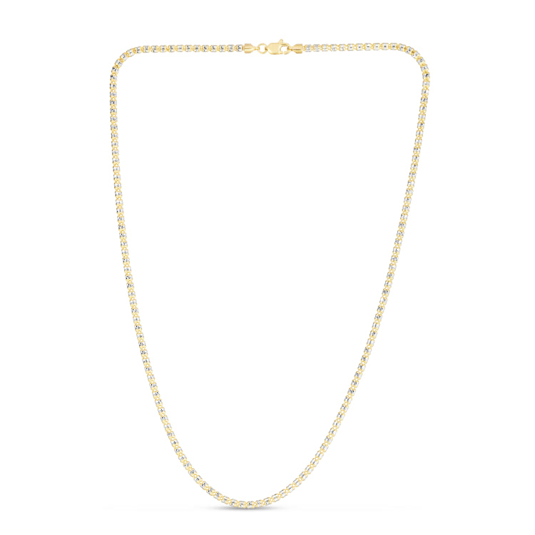 14K Two-tone Gold 24 2.7mm Fancy Ice Chain Necklace with Lobster Clasp