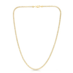 14K Two-tone Yellow Gold 18 3.3mm Fancy Ice Chain Necklace with Lobster Clasp