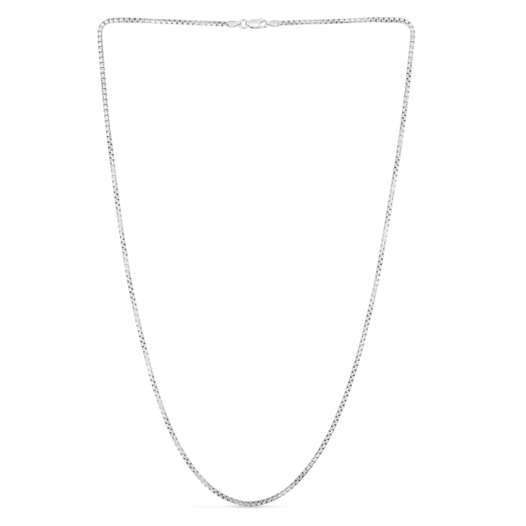 Sterling Silver 1.9mm Rockstar Cut Round Box 18 Chain with Lobster Clasp. Item has rhodium finish.