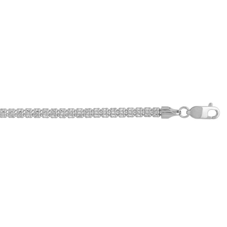 14K White Gold 3.3mm Fancy Ice 20 Chain Necklace with Lobster Clasp