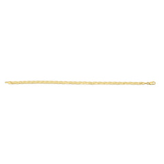 14K Yellow Gold 7 Braided Herringbone Fancy Chain Bracelet with Lobster Clasp