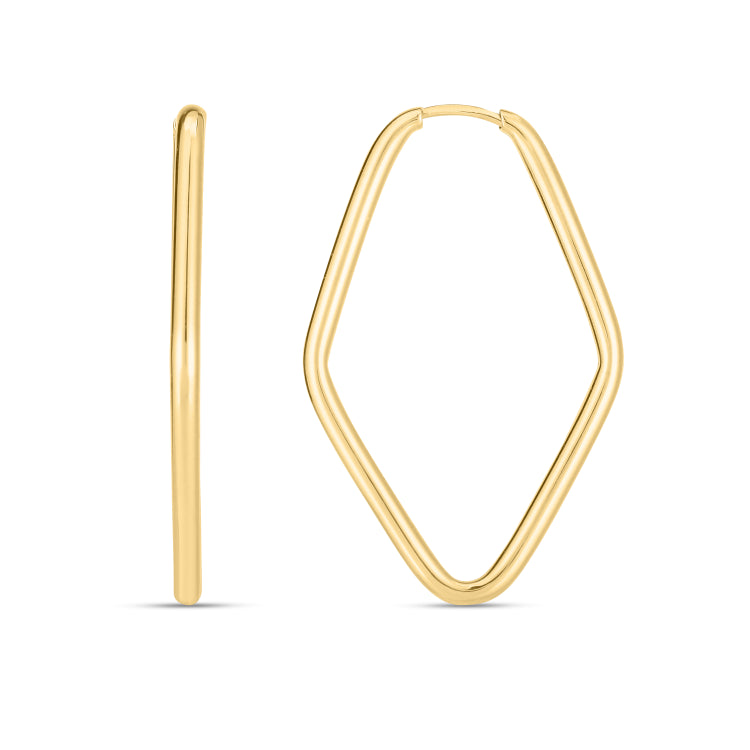14K Yellow Gold Endless Marquise Hoop Earrings