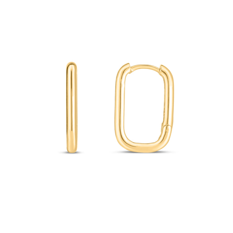 14K Yellow Gold Large Paperclip Huggie Hoops