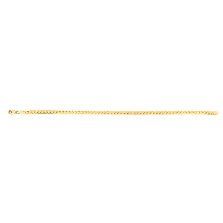 14K Yellow Gold 7.5 2.2mm Diamond Cut  Round Franco Chain Bracelet with Lobster Clasp