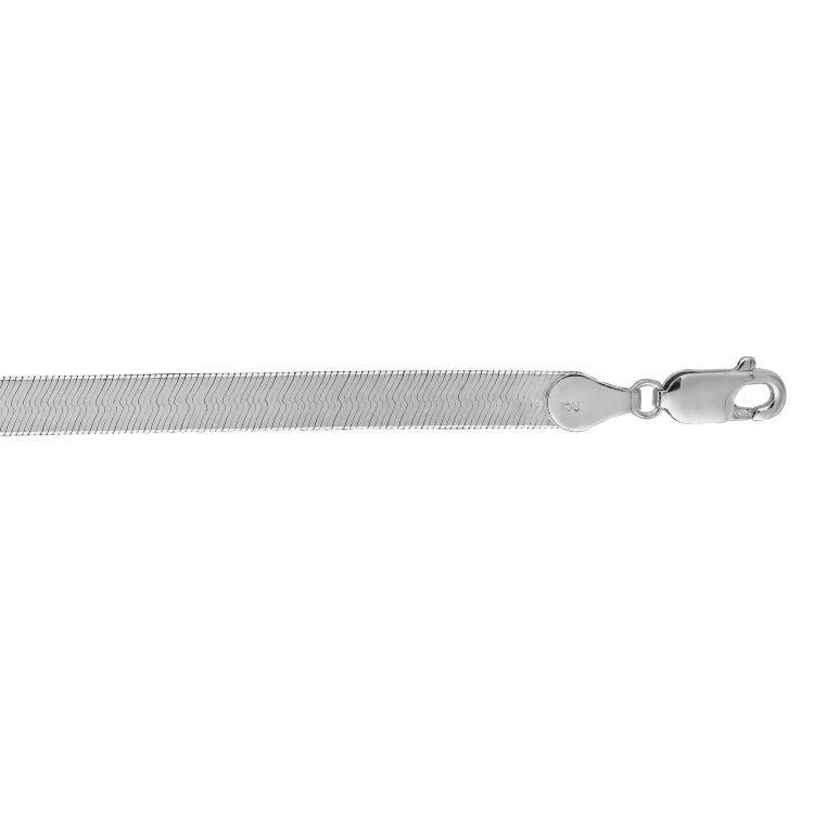 14K White Gold 7  4.6mm Imperial Herringbone Chain Bracelet with Lobster Clasp