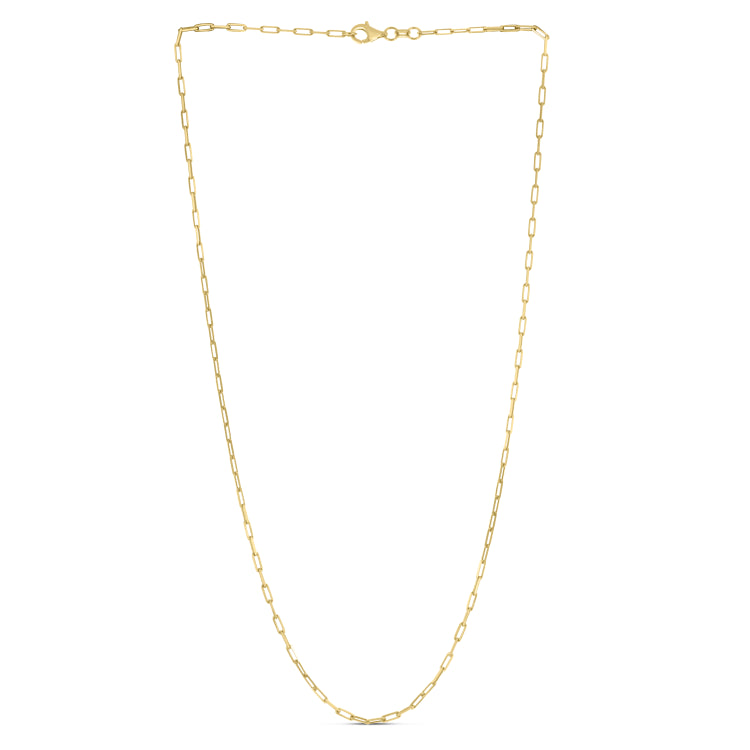 Silver (14k Yellow Gold Plated) 18 1.8mm Diamond Cut Paperclip Chain Necklace with Lobster Clasp.